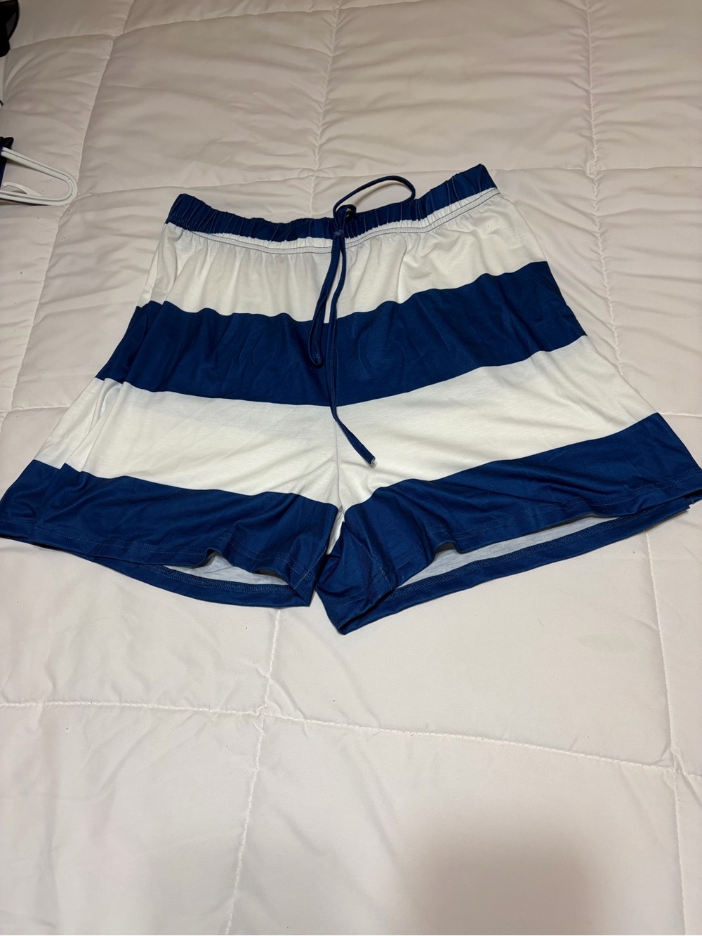 Women’s Navy & White Striped Athletic Shorts